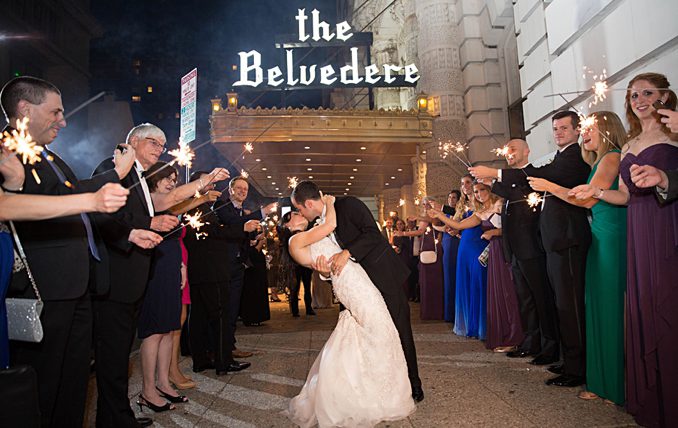 Night Wedding Photos | Sparkler Exit | The Belvedere Hotel Wedding | Black Tie Wedding in Baltimore Maryland | Baltimore Wedding Photographer | Black Tie Jewish Wedding Baltimore | Photo by Richard and Tara Photography