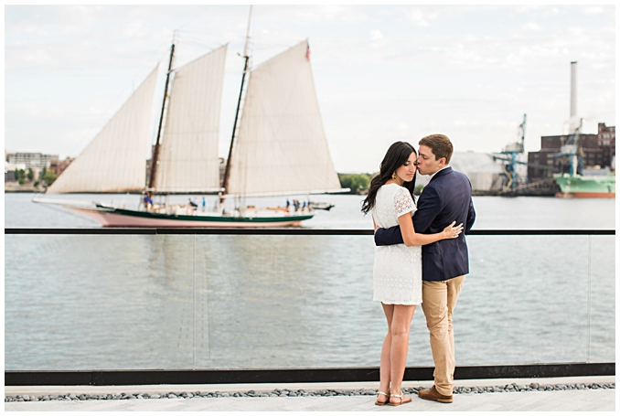 Sagamore Pendry Baltimore Engagement Photo | Sagamore Pendry Baltimore Wedding | Fell's Point Baltimore Engagement Session | Summer Engagement Inspiration in downtown Baltimore | Summer engagement outfit inspiration | Photo by Richard and Tara Photography