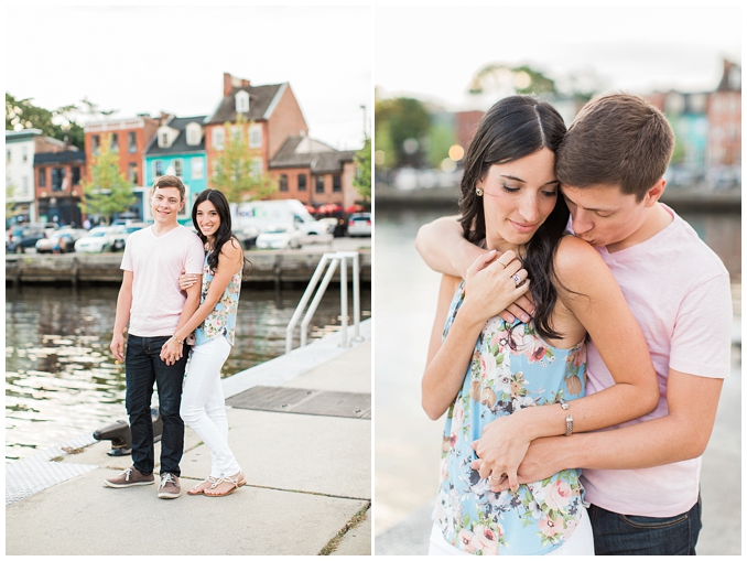 Fell's Point Baltimore Engagement Session | Summer Engagement Inspiration in downtown Baltimore | Summer engagement outfit inspiration | Photo by Richard and Tara Photography