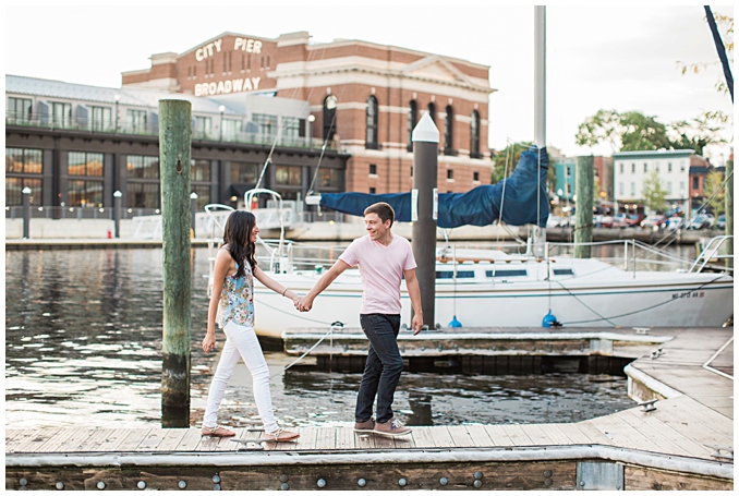 Fell's Point Baltimore Engagement Session | Summer Engagement Inspiration in downtown Baltimore | Summer engagement outfit inspiration | Photo by Richard and Tara Photography